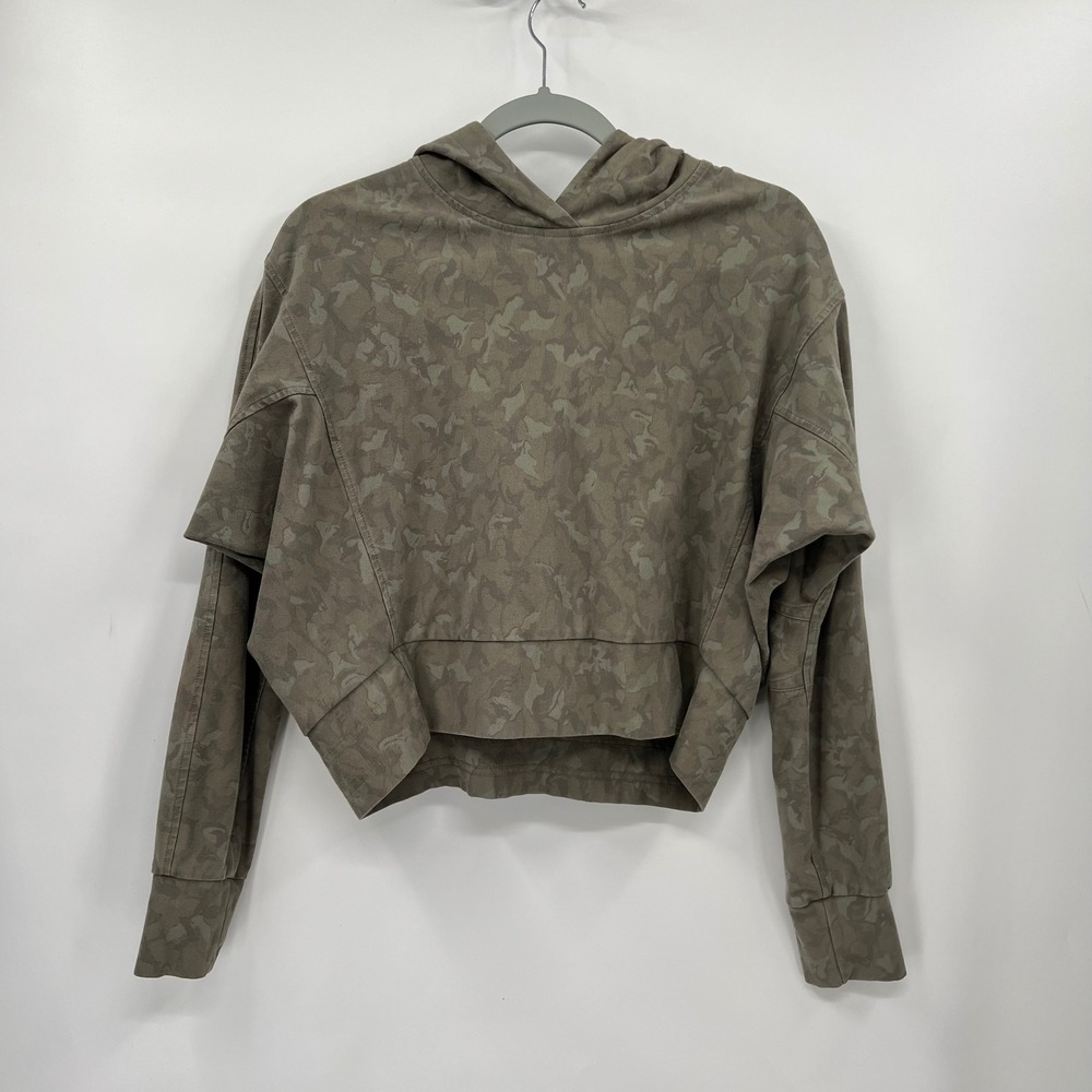 Athleta Camo Print Cropped Hoodie Sweatshirt‎ Women's XS